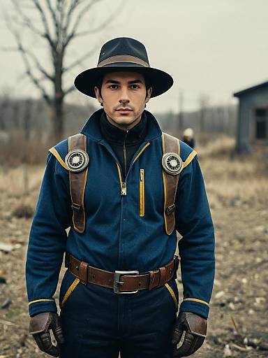 Man in Fallout-Inspired Costume Outdoors