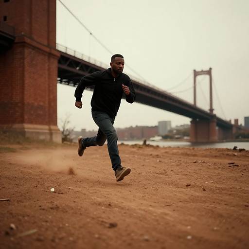 Comicbook Hero at Dusk Bridge