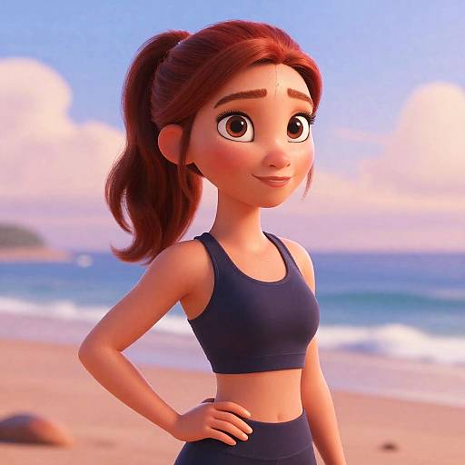 Ultra-Realistic Redhead Woman at Sunset