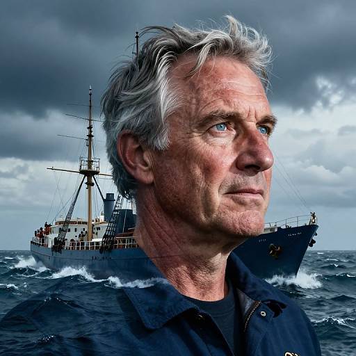 Double Exposure Coastguard Veteran Portrait