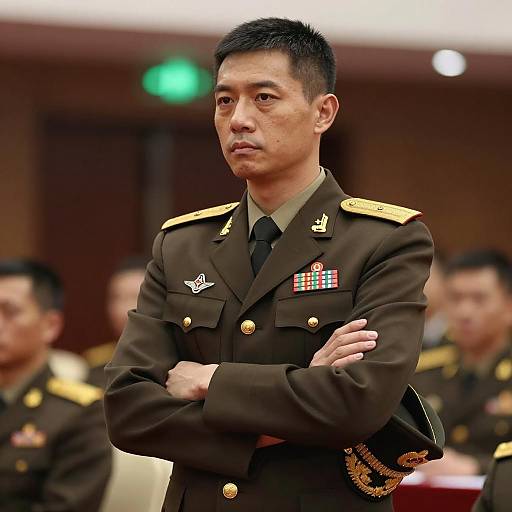 Serious Male Military Officer in Uniform