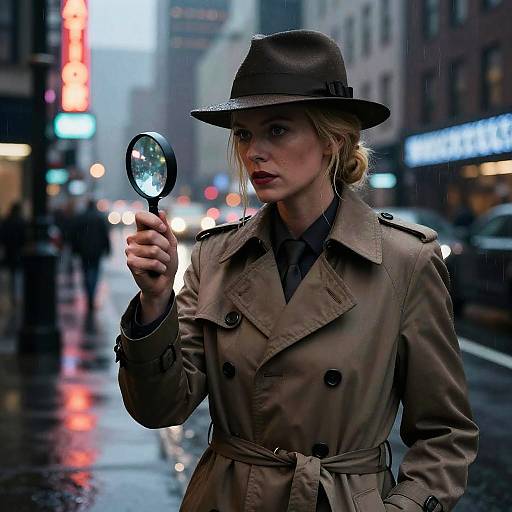 Blonde Detective in Noir Cityscape