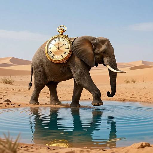 Time-Traveling Elephant in Desert