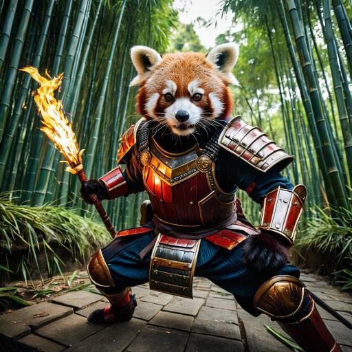 Valiant Red Panda Warrior in Action