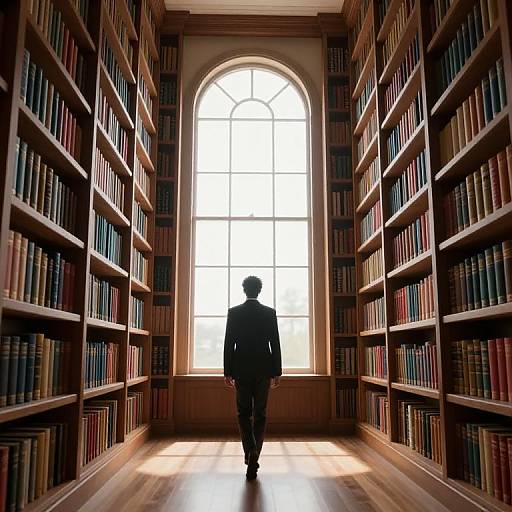 Mysterious Figure in Grand Library