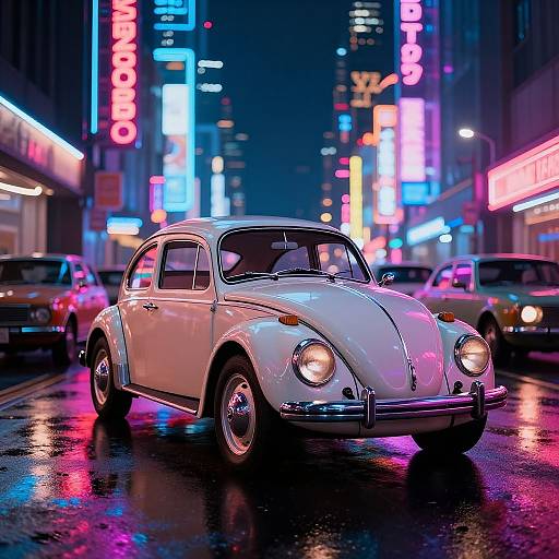 Neon Cyberpunk Volkswagen Beetle Scene