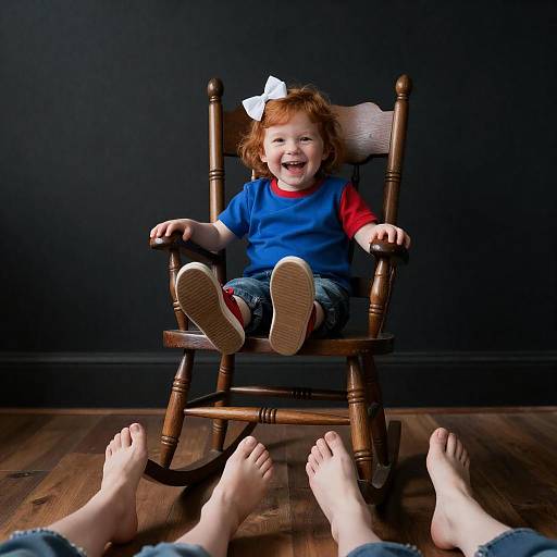 Joyful Child in Antique Rocking Chair