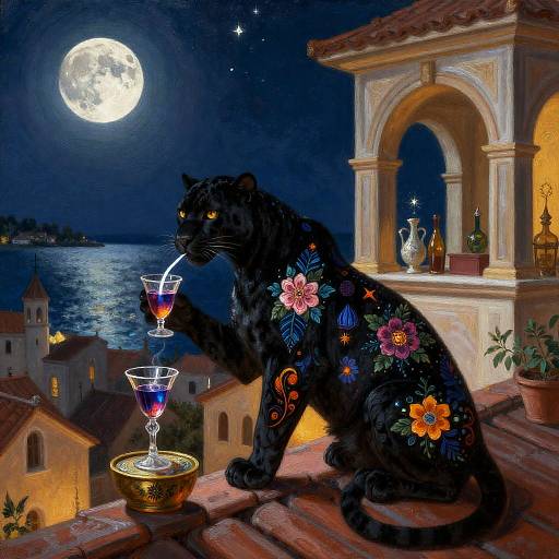 Moonlit Alchemist with Electric Panther