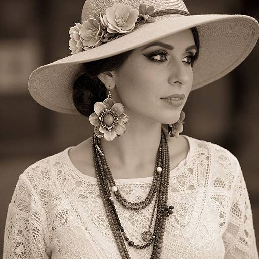 Bohemian Chic Woman Portrait Sepia