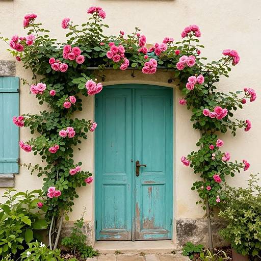 Vibrant Pink Rose Floral Doorway