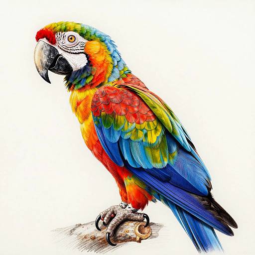 Intricate Albrecht Dürer Style Macaw Drawing