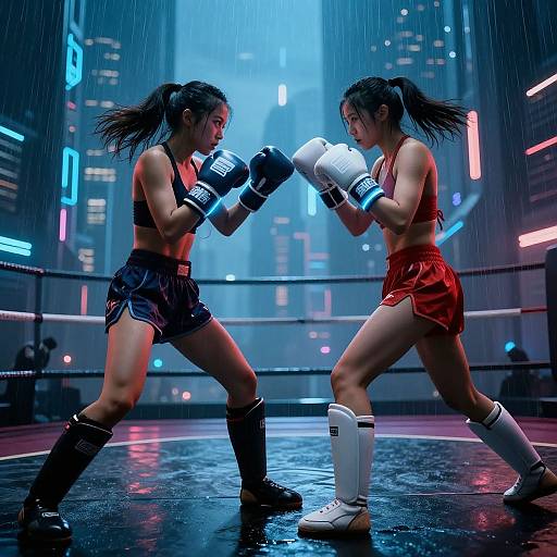 Cyberpunk Bikini Boxing Showdown