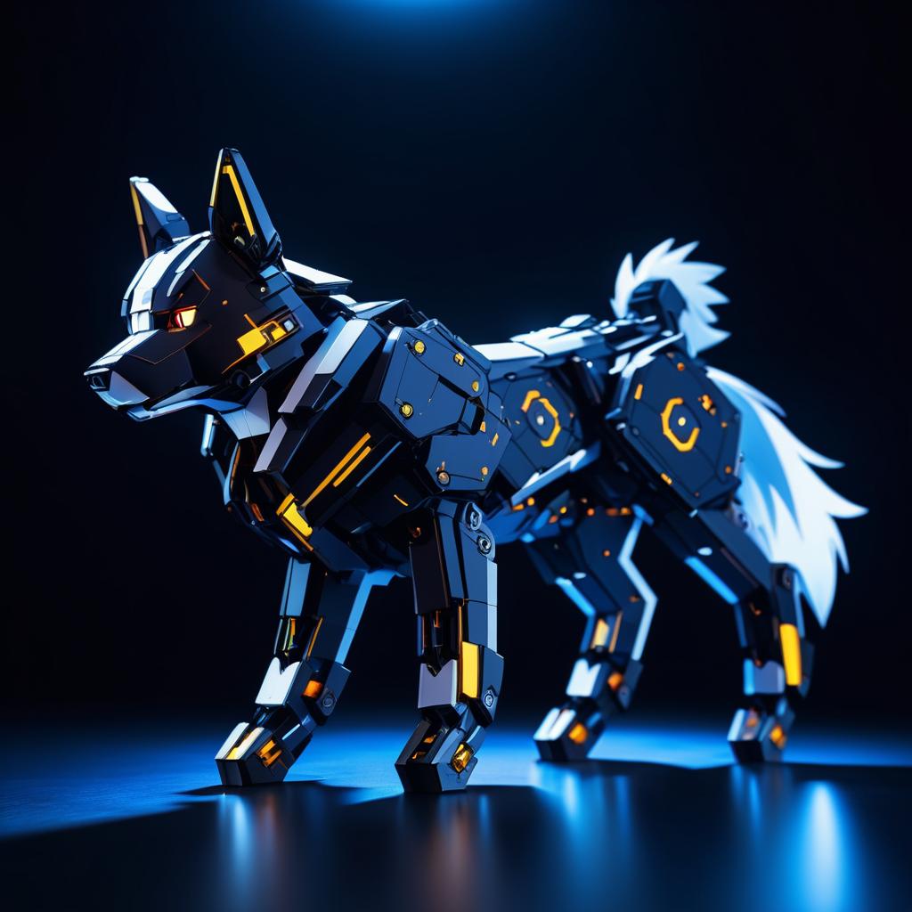 Dynamic Pixel-Art Anime Robot Dog Shot