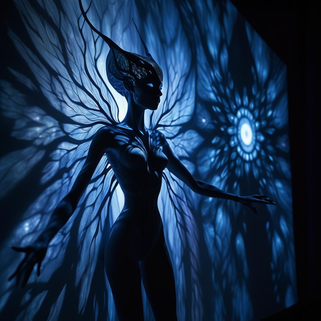 Cosmic Alien Shadow Puppetry Art