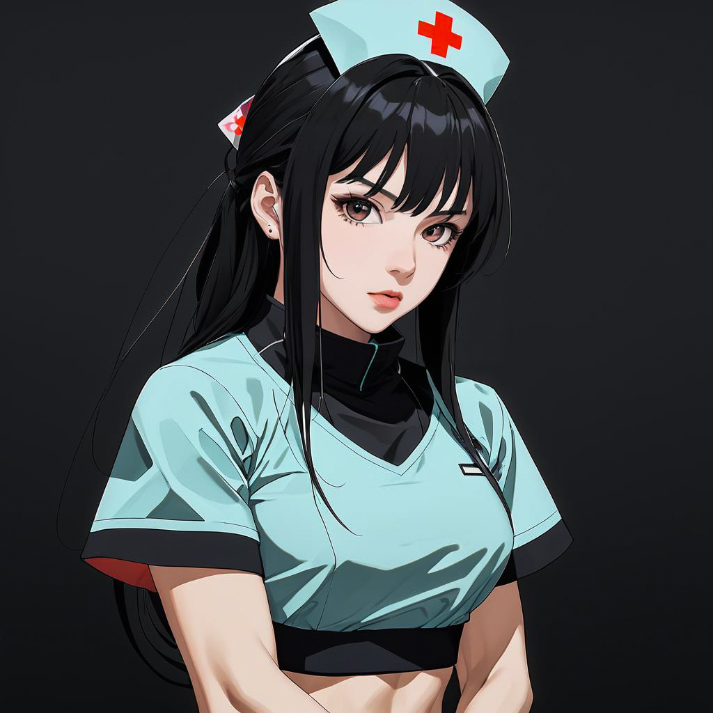 Athletic Female Ninja in Nurse Scrubs