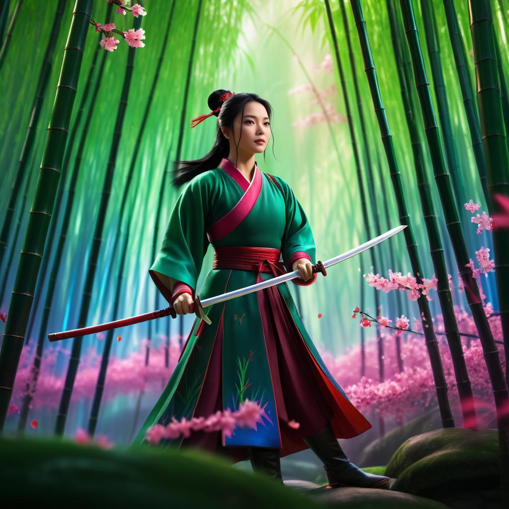 Mulan Training in a Vibrant Forest