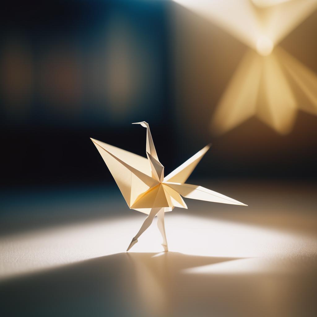 Cinematic Ballerina and Paper Crane Close-up