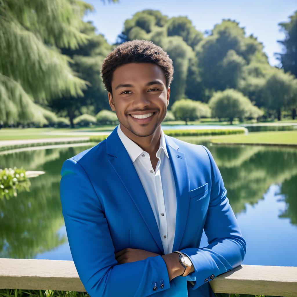 Stylish Young Man Smiling in Park