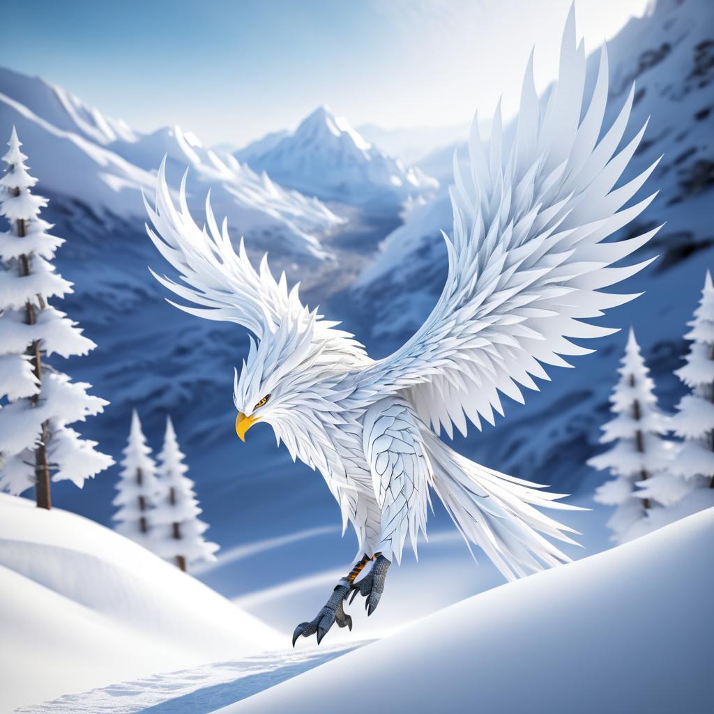 Ultra-Realistic Snow Phoenix in Mountains