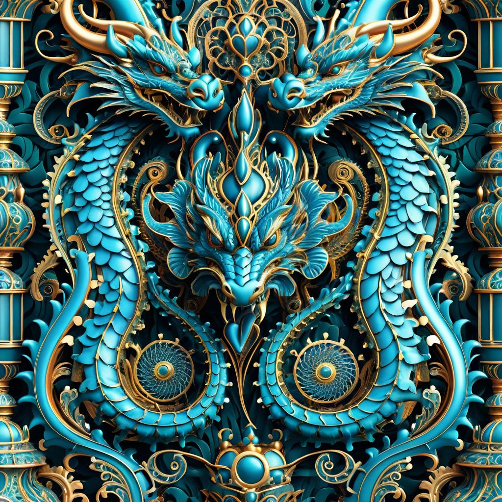 Surreal Ornate Mechanical Dragon Pattern