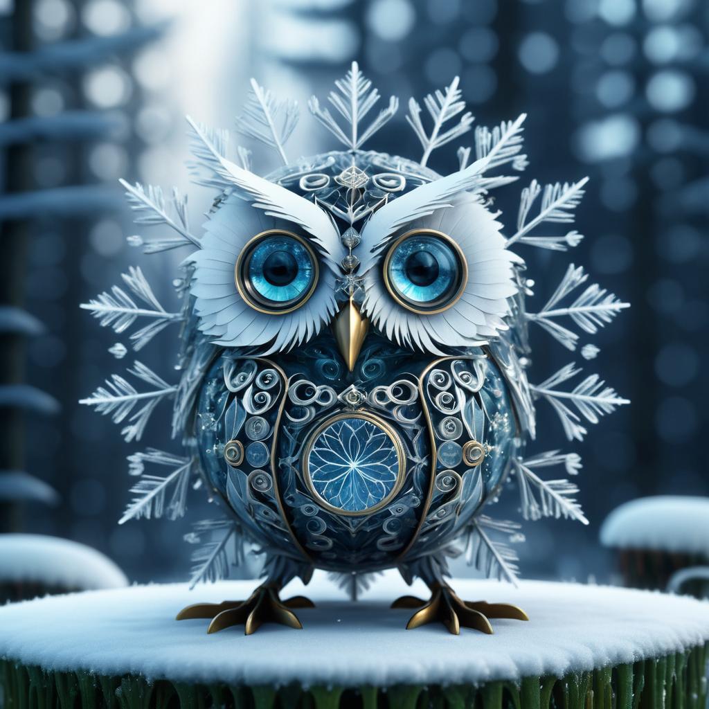 Epic Cinematic Owl and Snowflake Art