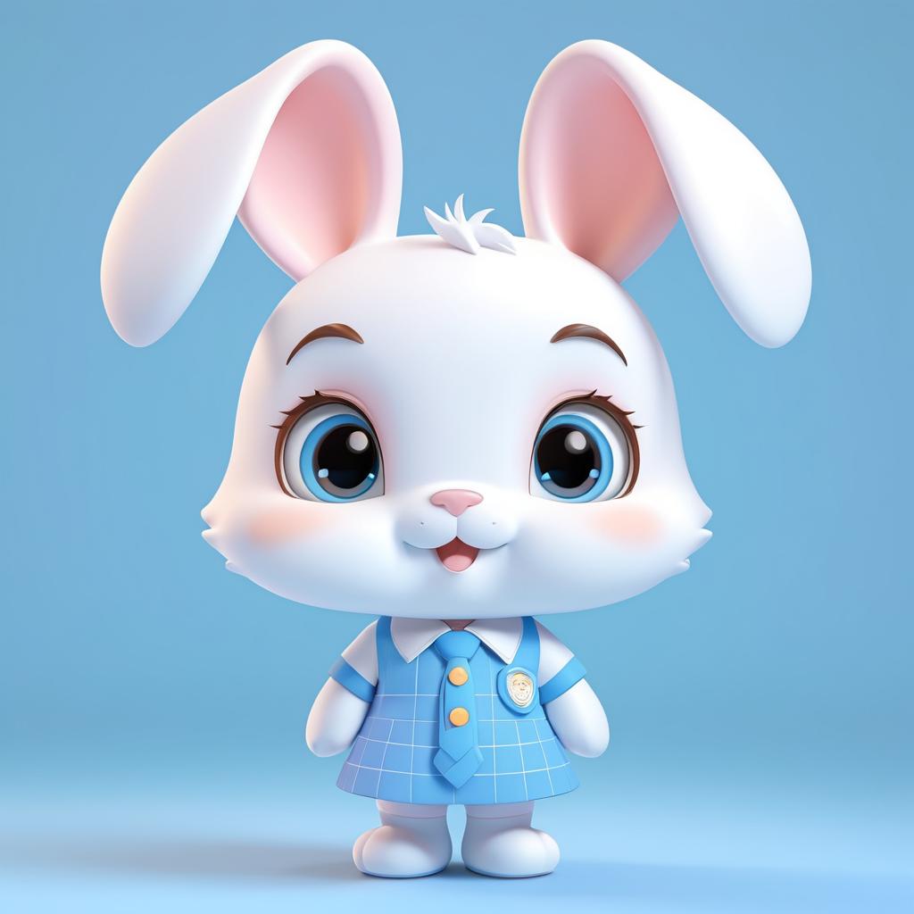 Charming 3D Cartoon Rabbit in Uniform