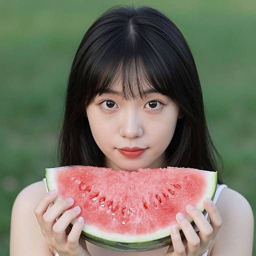 Woman Holding Watermelon Vibrantly