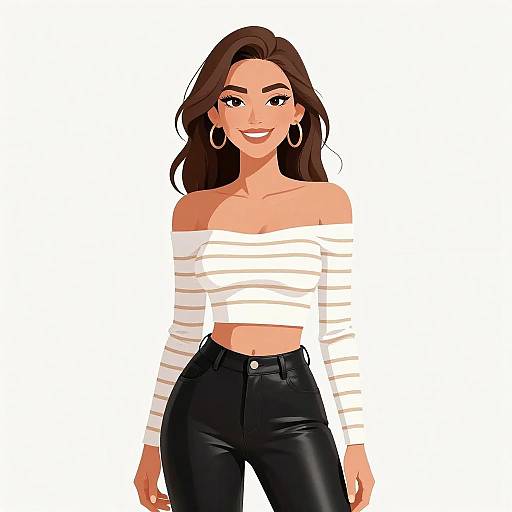 Chic Smiling Woman in Stylish Outfit