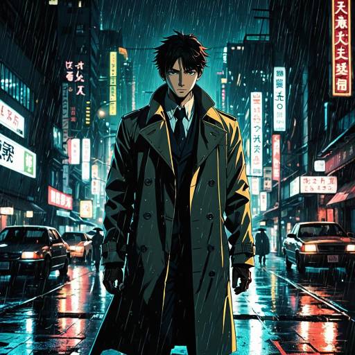 Anime Detective in Neon City Rain