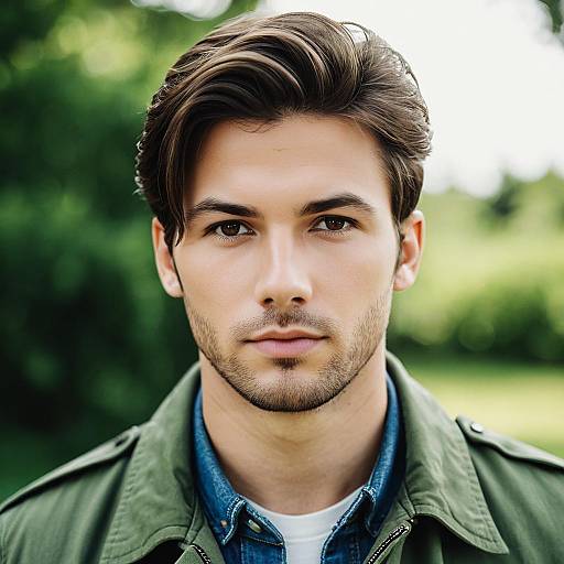Handsome Young Man in Military Jacket