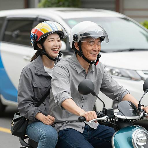 Joyful Motorcycle Ride with Friends