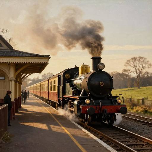 Vintage Steam Train Journey at Golden Hour
