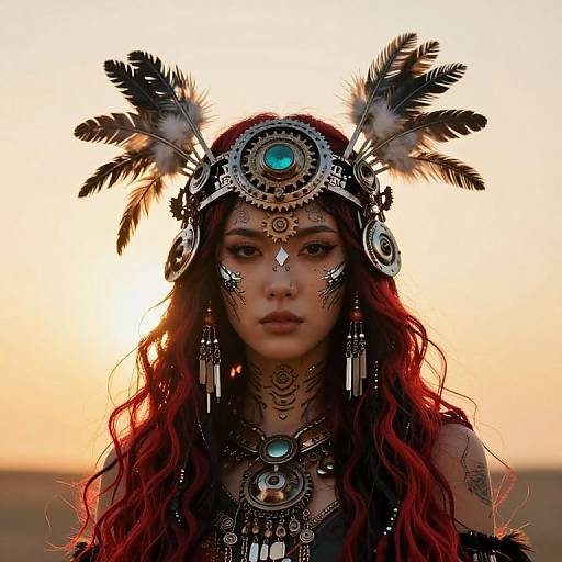 Futuristic Solarpunk Cherokee Figure