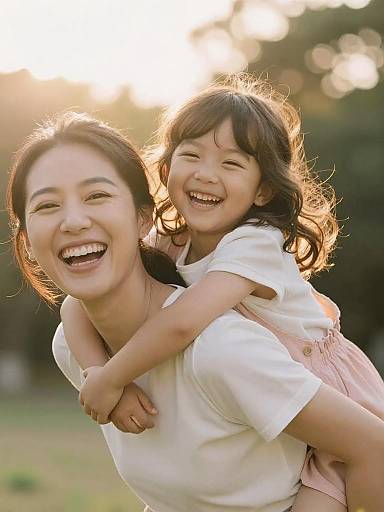 Mother and Daughter Joyful Portrait