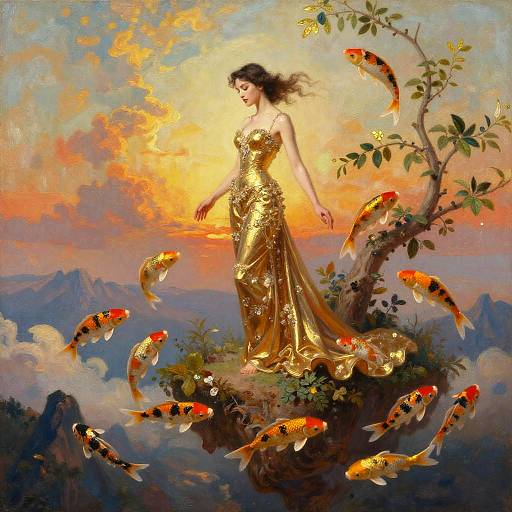 Golden Gown, Gilded Koi Descent