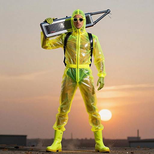 Glossy Yellow Latex Spacesuit Sunset
