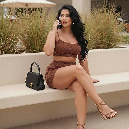 Curvy Woman in Sparkly Crop Top