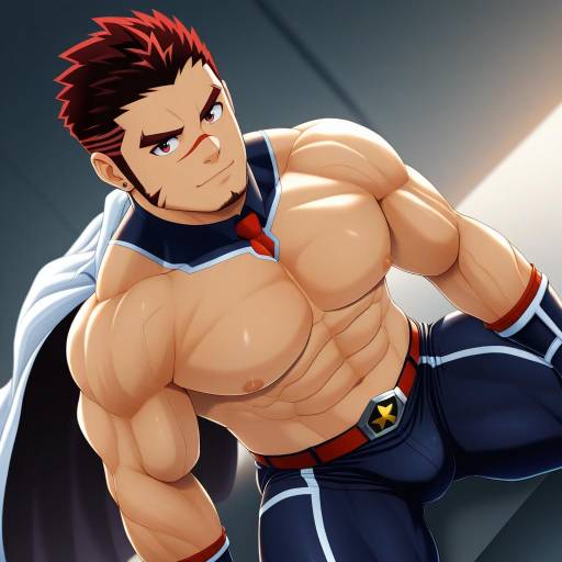 Illustration of Akashi (live a hero), live a hero in the style of Tomatto (@ma!)