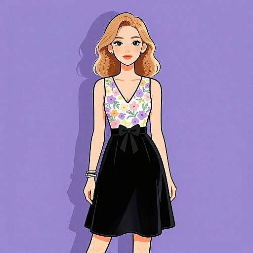 Woman in Floral and Black Dress