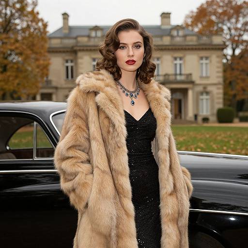 Vintage Glamour Woman by Classic Car