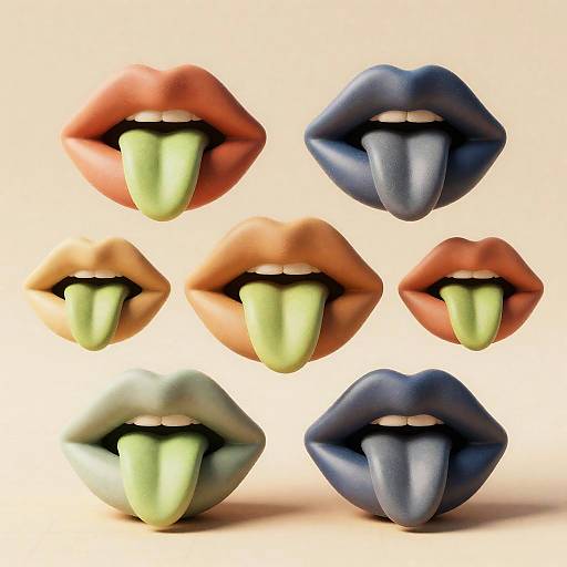 Surreal Earth-Toned Ceramic Lips 3D