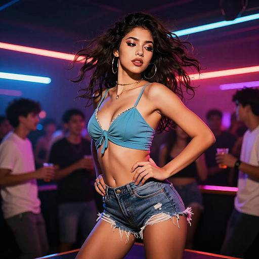 Vibrant Neon Club Dance Pose