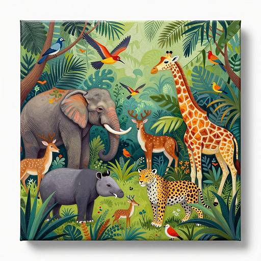 Vivid Jungle Chaos in Acrylic Art