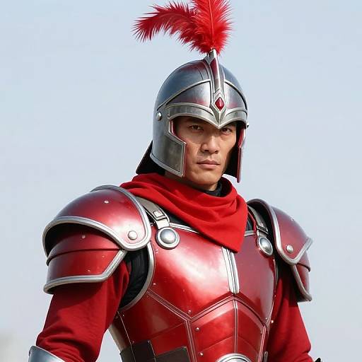 Warrior in Red and Silver Armor