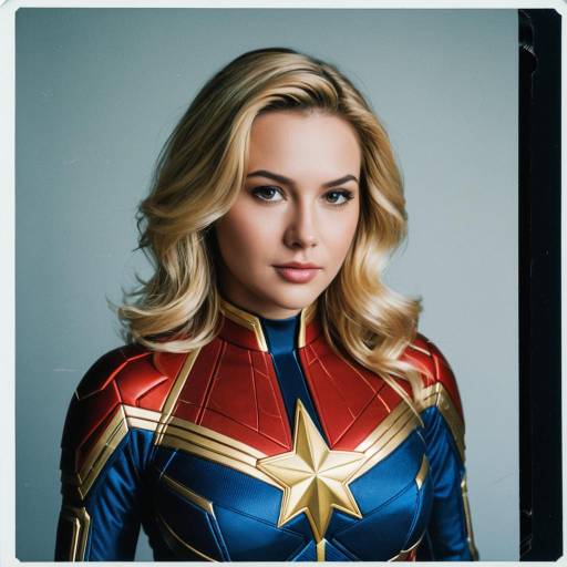 Cosplay of Captain Marvel in Blue and Red