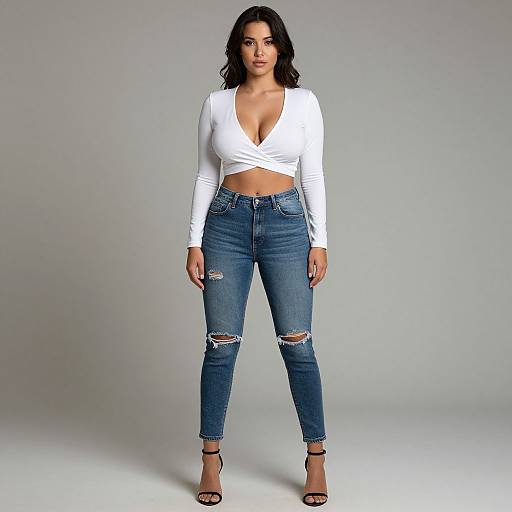 Casual Chic Woman in Distressed Jeans