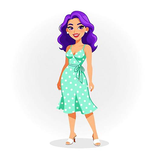 Retro Woman in Mint Green Dress