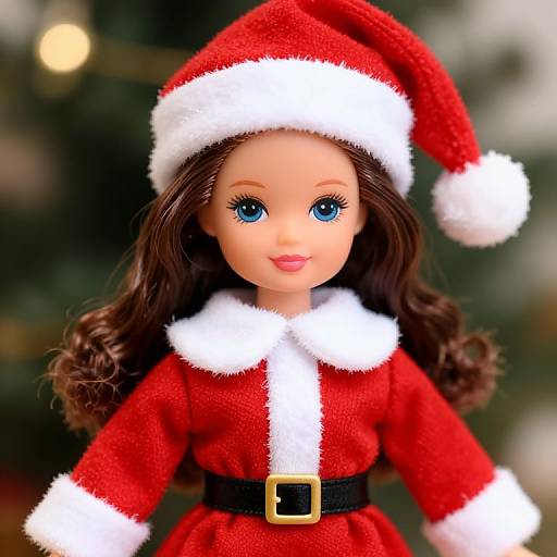 Female Santa Claus Doll with Brown Hair