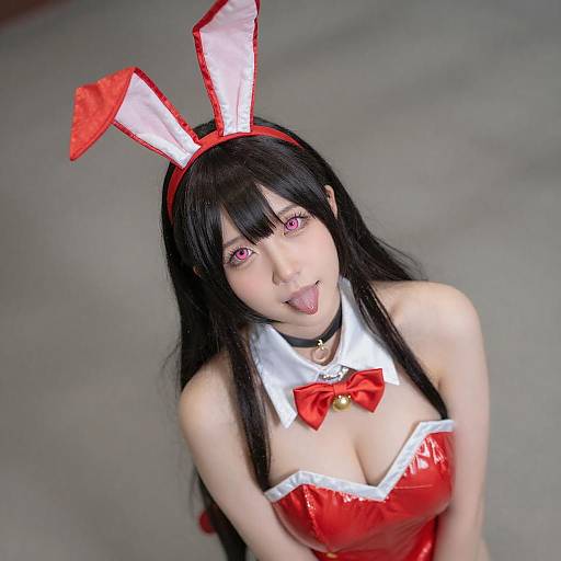 Playful Asian Bunny Cosplay Portrait