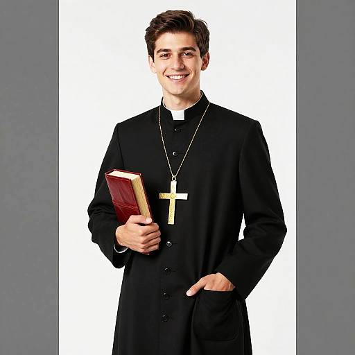 Young Male Priest Holding Bible